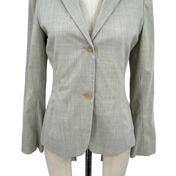 Jil Sander Cream Greige Wool Blend Two-Button Suiting Blazer‎ Size 34 / US 2 - Picture 3 of 9